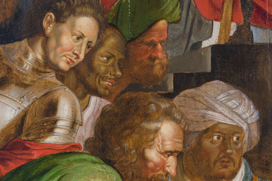 Flemish school, follower of Peter Paul Rubens (1577-1640): The adoration of the kings, oil on panel, 17th C.