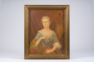 &Eacute;cole belge: Double portrait de Pieter-Philips van Hille et Marie-Caroline Cadock, huile sur toile, dat&eacute; 1785, 20&egrave;me si&egrave;cle