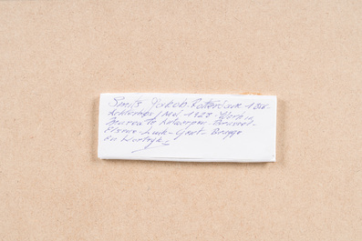 Jakob Smits (1855-1928, attribu&eacute; &agrave;): Paysage forestier, fusain sur papier