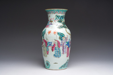 A Chinese famille rose 'immortals' vase, 19th C.