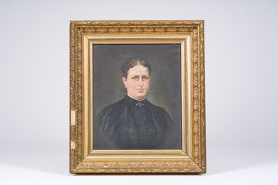 &Eacute;cole belge, illisiblement sign&eacute;: Portrait d'un homme et d'une femme, huile sur toile, 19&egrave;me/20&egrave;me si&egrave;cle