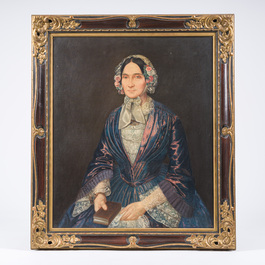 Ecole belge: Double portrait de Joos Gorik Borginon et Barbara Hendrica Lindemans, huile sur toile, 20&egrave;me si&egrave;cle