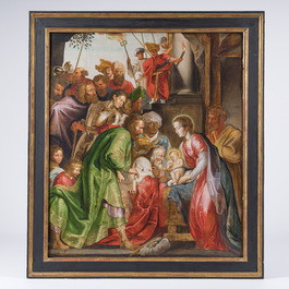 Flemish school, follower of Peter Paul Rubens (1577-1640): The adoration of the kings, oil on panel, 17th C.