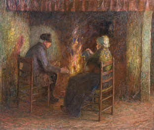 Carl (Charles) Frederik Meyer-Lesaar (1884-1941): Le vieux couple pr&egrave;s du feu, dat&eacute; 1908