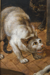 Flemish school, circle of Paul de Vos (1595-1678): Dog and cats fighting for the prey, oil on panel, 17th C.
