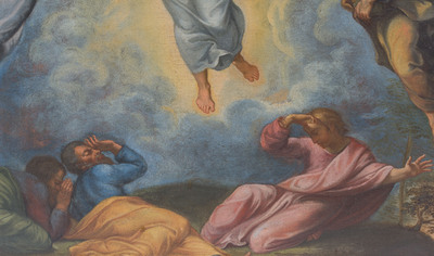 French school, follower of Raphael (1483-1520): The transfiguration of Jesus, oil on canvas, 17th C.