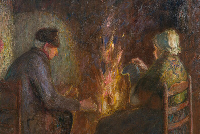 Carl (Charles) Frederik Meyer-Lesaar (1884-1941): Le vieux couple pr&egrave;s du feu, dat&eacute; 1908