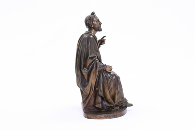 Jean-Baptiste Marchand (19th/20th C.): The French poet Joachim du Bellay, brown patinated bronze