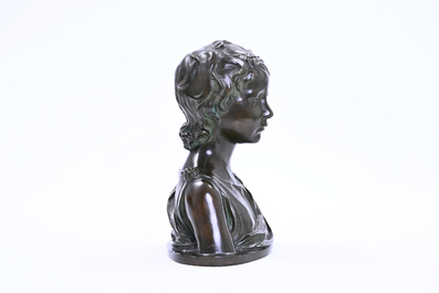 Italian school, follower of Desiderio da Settignano (1428-1464): Bust of a youth, green patinated bronze, 19th/20th C.
