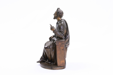 Jean-Baptiste Marchand (19th/20th C.): The French poet Joachim du Bellay, brown patinated bronze