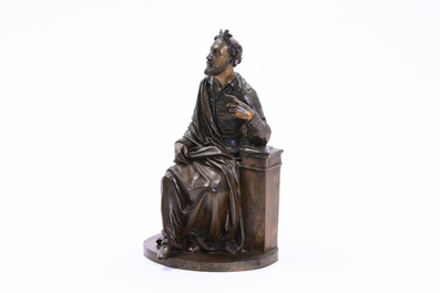 Jean-Baptiste Marchand (19th/20th C.): The French poet Joachim du Bellay, brown patinated bronze