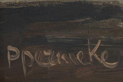 Paul Permeke (1918-1990): Two winter landscape at dusk, oil on board and canvas