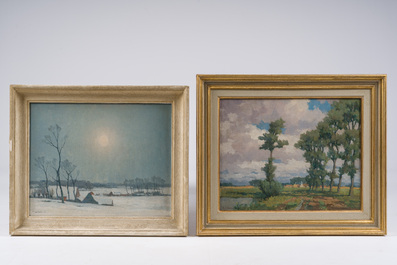 Karel Van Lerberghe (1889-1953): Drie diverse landschappen, olie op board, &eacute;&eacute;n gedateerd (19)41
