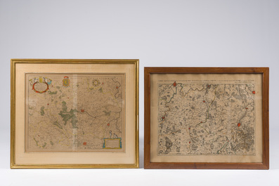 Four hand coloured engraved maps of Belgium, 16th/18th C.