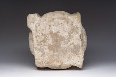 An early carved Balegem stone mortar, probably Flanders, 13th/15th C.