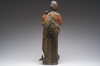 A Flemish polychromed wooden sculpture of The Madonna with Child, 18th C.