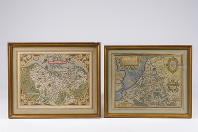 Four hand coloured engraved maps of Belgium, 16th/18th C.