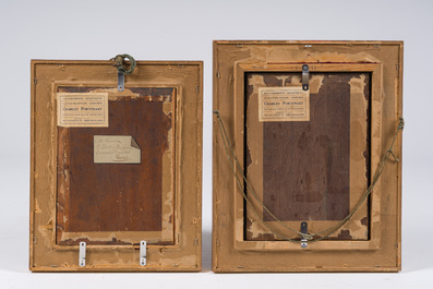 Louis Lampe (1840-?): La couturi&egrave;re &amp; la tricoteuse, huile sur panneau