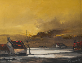 Paul Permeke (1918-1990): Two winter landscape at dusk, oil on board and canvas