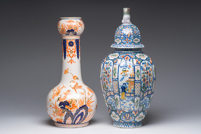 Two polychrome Delftware vases, probably Desvres, France, 19th C.