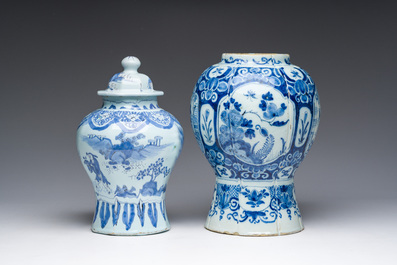 Two blue and white Dutch Delft vases, 17th/18th C.