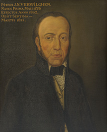 Ecole belge: Double portrait de Petrus Jacobus Nicolaes Verwilghen et Coleta Francisca Antonia Quentin, huile sur panneau, 19&egrave;me si&egrave;cle