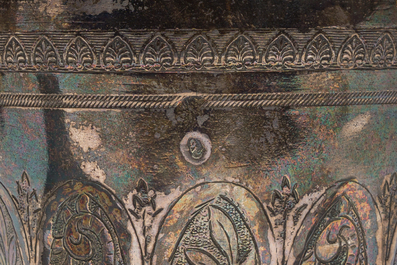 Ten Ottoman floral engraved silver cups with tughra and sah marks, mainly 19th C. (pre-1923)