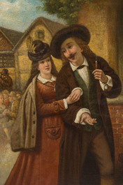 European school: The cozy get-together, oil on canvas, 19th C.