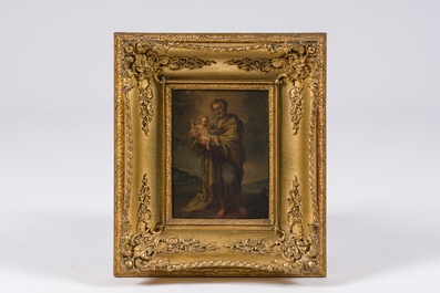 Flemish school: Saint Joseph with the Infant Jesus, oil on copper, late 17th C.