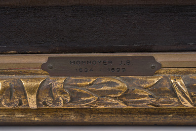 Jan Baptist Bosschaert (1667-1746, attribu&eacute; &agrave;): Fleurs dans un vase sur un socle, huile sur toile, 18&egrave;me si&egrave;cle