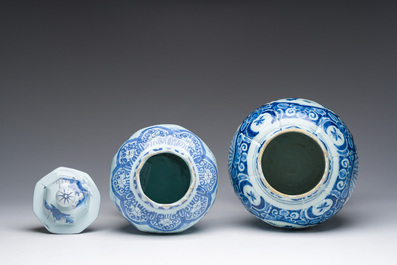 Two blue and white Dutch Delft vases, 17th/18th C.