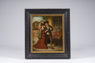 European school: The cozy get-together, oil on canvas, 19th C.