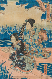 Japanese school: Five ukiyo-e woodblock prints, Edo/Meiji, 19th C.