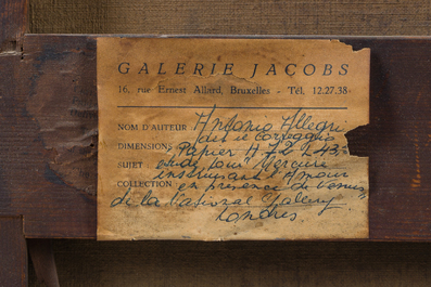 Flemish school, follower of Antonio Allegri da Correggio (1489-1534): Reading Amor, oil on board, 17th C.