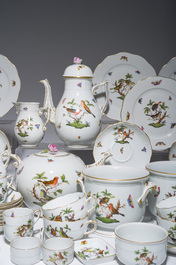 A large Hungarian Herend gilt and polychrome decorated porcelain 'birds and butterflies' coffee and tea set, 20th C.