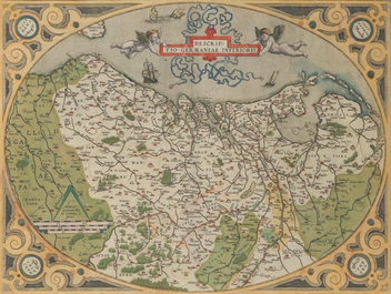 Four hand coloured engraved maps of Belgium, 16th/18th C.