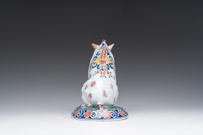 A polychrome Delftware model of a boar, probably Desvres, France, 19th C.