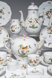 A large Hungarian Herend gilt and polychrome decorated porcelain 'birds and butterflies' coffee and tea set, 20th C.