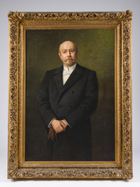 Gaston Van Haeys (19&egrave;me/20&egrave;me si&egrave;cle): Portrait de gentilhomme, huile sur toile, dat&eacute; de 1904