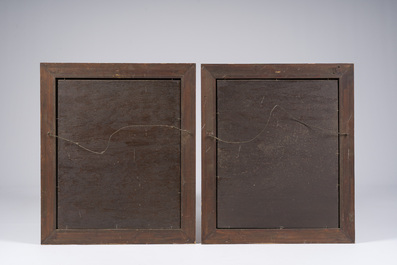 Ecole belge: Double portrait de Petrus Jacobus Nicolaes Verwilghen et Coleta Francisca Antonia Quentin, huile sur panneau, 19&egrave;me si&egrave;cle