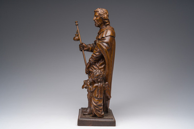 A Flemish chestnut 'Saint Roch' sculpture, 18th C.
