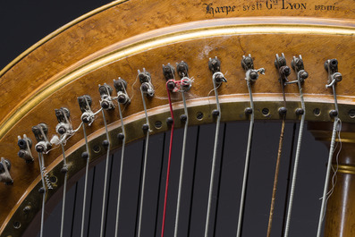 A French gilt bronze mounted wooden Pleyel chromatic harp, number 868, early 20th C.