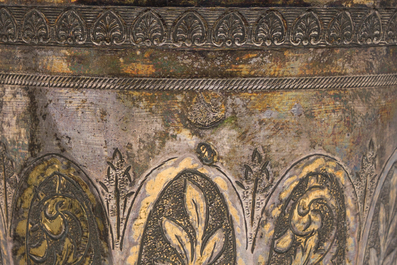 Ten Ottoman floral engraved silver cups with tughra and sah marks, mainly 19th C. (pre-1923)