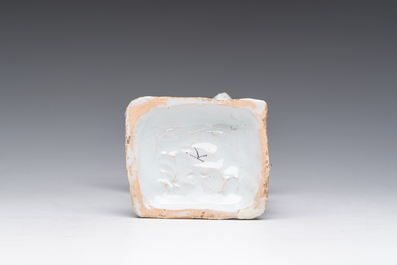 A polychrome Brussels faience allegorical sculpture depicting one of the four seasons, 19th C.