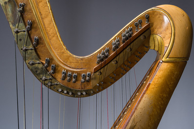 A French gilt bronze mounted wooden Pleyel chromatic harp, number 868, early 20th C.