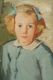 &Eacute;cole belge: Portrait de jeune fille, huile sur toile, 20&egrave;me si&egrave;cle