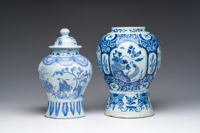 Two blue and white Dutch Delft vases, 17th/18th C.