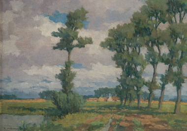 Karel Van Lerberghe (1889-1953): Drie diverse landschappen, olie op board, &eacute;&eacute;n gedateerd (19)41