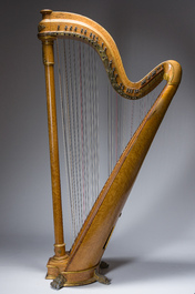 A French gilt bronze mounted wooden Pleyel chromatic harp, number 868, early 20th C.