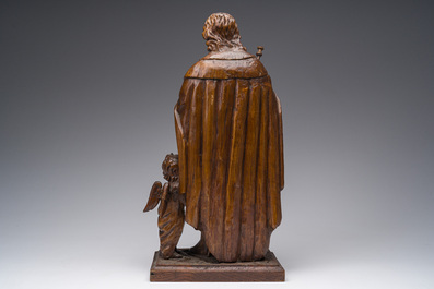 A Flemish chestnut 'Saint Roch' sculpture, 18th C.